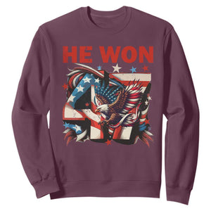 Trump Won Sweatshirt 47 President 2024 US Election Eagle American Flag TS10 Maroon Print Your Wear