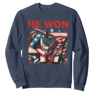 Trump Won Sweatshirt 47 President 2024 US Election Eagle American Flag TS10 Navy Print Your Wear