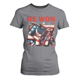 Trump Won T Shirt For Women 47 President 2024 US Election Eagle American Flag TS10 Charcoal Print Your Wear