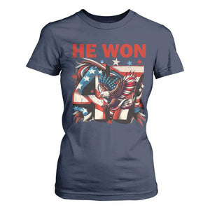 Trump Won T Shirt For Women 47 President 2024 US Election Eagle American Flag TS10 Navy Print Your Wear