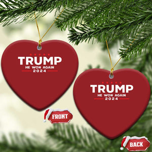 Donald Trump 2024 Christmas Ornament He Won Again TS10 Heart Red Print Your Wear