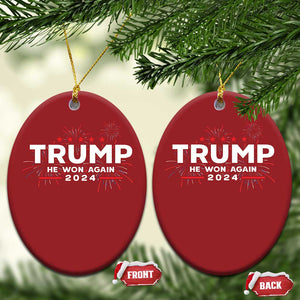 Trump 2024 Christmas Ornament He Won Again TS10 Oval Red Print Your Wear