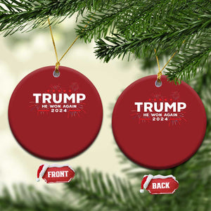 Trump 2024 Christmas Ornament He Won Again TS10 Circle Red Print Your Wear