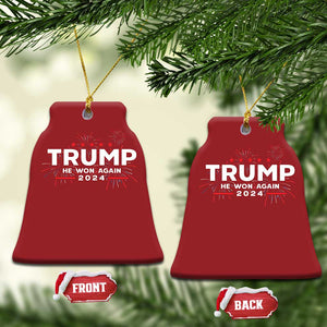 Trump 2024 Christmas Ornament He Won Again TS10 Bell Flake Red Print Your Wear