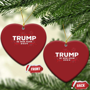 Trump 2024 Christmas Ornament He Won Again TS10 Heart Red Print Your Wear