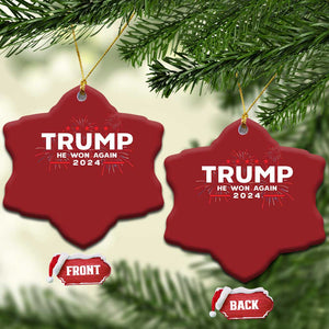 Trump 2024 Christmas Ornament He Won Again TS10 Snow Flake Red Print Your Wear