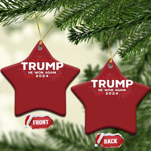 Trump 2024 Christmas Ornament He Won Again TS10 Star Red Print Your Wear