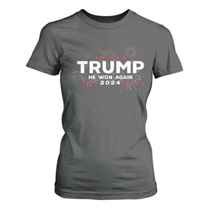 Trump 2024 T Shirt For Women He Won Again TS10 Dark Heather Print Your Wear