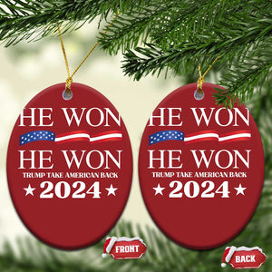 Trump 2024 Christmas Ornament He Won Take American Back American Flag TS10 Oval Red Print Your Wear