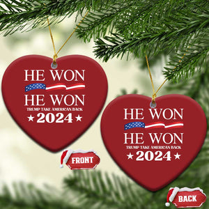 Trump 2024 Christmas Ornament He Won Take American Back American Flag TS10 Heart Red Print Your Wear