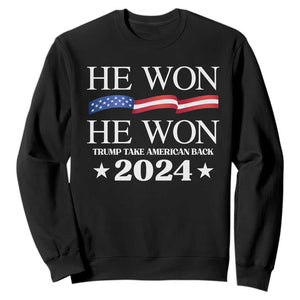 Trump 2024 Sweatshirt He Won Take American Back American Flag TS10 Black Print Your Wear