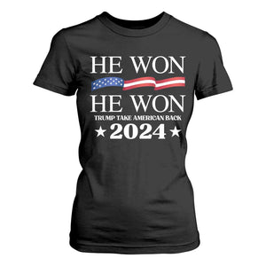 Trump 2024 T Shirt For Women He Won Take American Back American Flag TS10 Black Print Your Wear