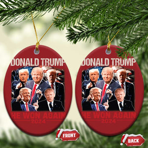 Donald Trump 2024 Christmas Ornament He Won Again Retro 90s Flag TS10 Oval Red Print Your Wear