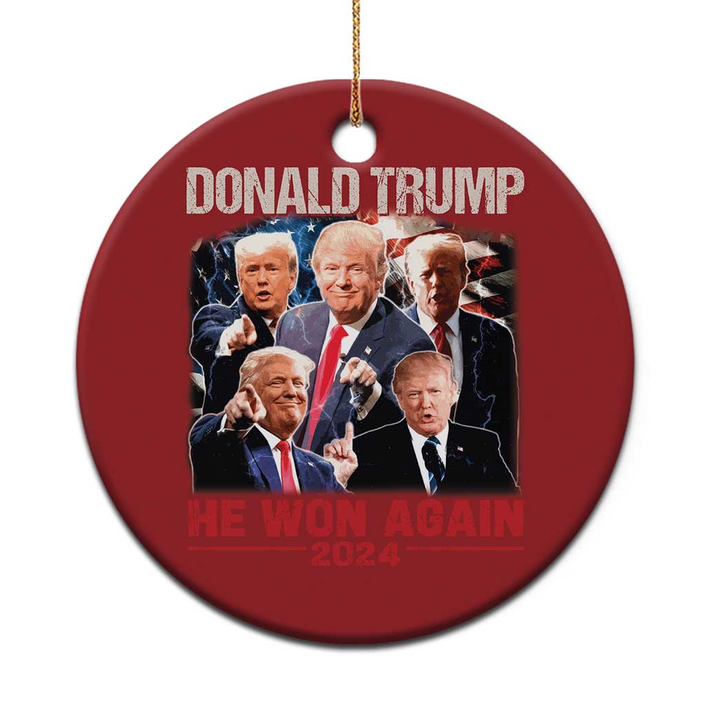 Donald Trump 2024 Christmas Ornament He Won Again Retro 90s Flag TS10 Print Your Wear