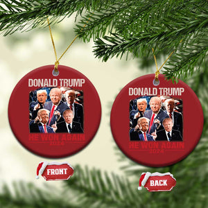 Donald Trump 2024 Christmas Ornament He Won Again Retro 90s Flag TS10 Circle Red Print Your Wear