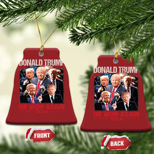 Donald Trump 2024 Christmas Ornament He Won Again Retro 90s Flag TS10 Bell Flake Red Print Your Wear