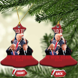 Donald Trump 2024 Christmas Ornament He Won Again Retro 90s Flag TS10 Christmas Tree Red Print Your Wear