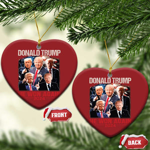 Donald Trump 2024 Christmas Ornament He Won Again Retro 90s Flag TS10 Heart Red Print Your Wear