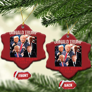 Donald Trump 2024 Christmas Ornament He Won Again Retro 90s Flag TS10 Snow Flake Red Print Your Wear