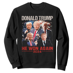 Donald Trump 2024 Sweatshirt He Won Again Retro 90s Flag TS10 Black Print Your Wear