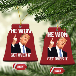 Trump Won 2024 Christmas Ornament Get Over It 45 47th President TS10 Bell Flake Red Print Your Wear