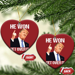 Trump Won 2024 Christmas Ornament Get Over It 45 47th President TS10 Heart Red Print Your Wear