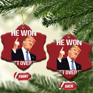 Trump Won 2024 Christmas Ornament Get Over It 45 47th President TS10 Snow Flake Red Print Your Wear