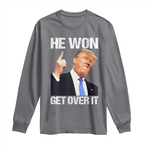 Trump Won 2024 Long Sleeve Shirt Get Over It 45 47th President TS10 Charcoal Print Your Wear