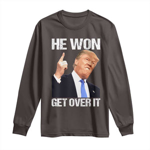 Trump Won 2024 Long Sleeve Shirt Get Over It 45 47th President TS10 Dark Chocolate Print Your Wear