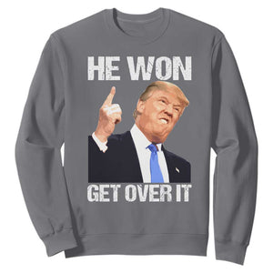 Trump Won 2024 Sweatshirt Get Over It 45 47th President TS10 Charcoal Print Your Wear