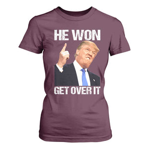 Trump Won 2024 T Shirt For Women Get Over It 45 47th President TS10 Maroon Print Your Wear