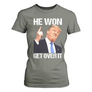 Trump Won 2024 T Shirt For Women Get Over It 45 47th President TS10 Military Green Print Your Wear