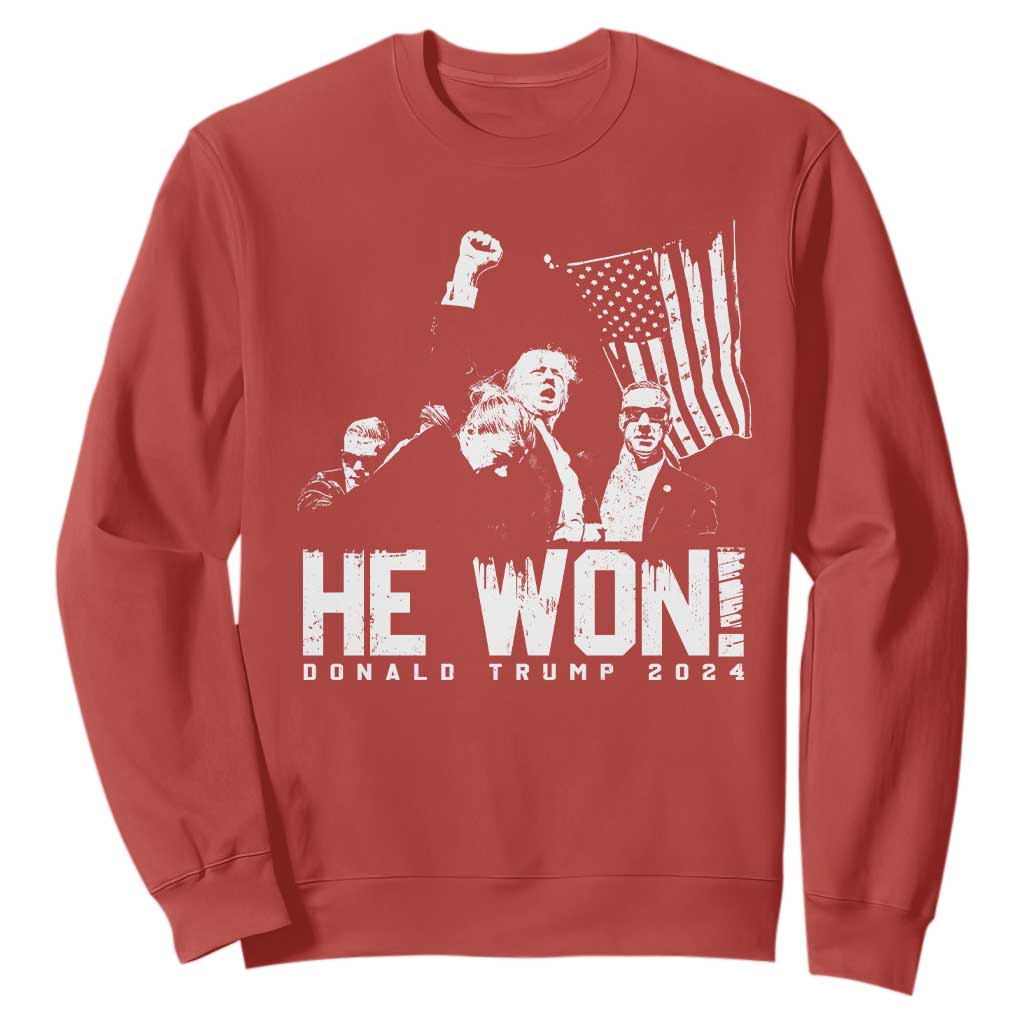 Donald Trump Won 2024 Sweatshirt He Won Fear Not American Hero Fight Fight Fight TS10 Red Print Your Wear