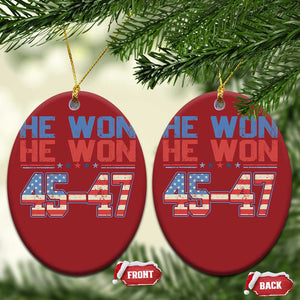 Trump 2024 Christmas Ornament He Won Retro 45 47 Vintage American Flag TS10 Oval Red Print Your Wear