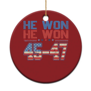 Trump 2024 Christmas Ornament He Won Retro 45 47 Vintage American Flag TS10 Print Your Wear