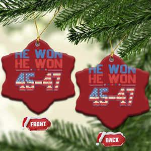 Trump 2024 Christmas Ornament He Won Retro 45 47 Vintage American Flag TS10 Snow Flake Red Print Your Wear