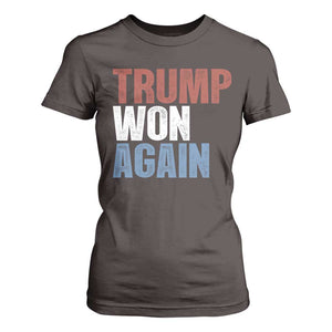 Trump Won Again 2024 T Shirt For Women Retro 45 47 President Vintage 4547 TS10 Dark Chocolate Print Your Wear