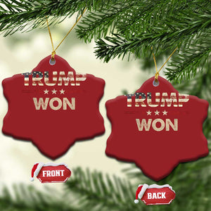 Trump Won 2024 Christmas Ornament Retro 45 47 Vintage American Flag TS10 Snow Flake Red Print Your Wear