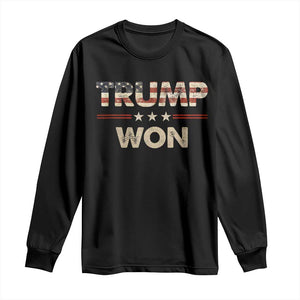 Trump Won 2024 Long Sleeve Shirt Retro 45 47 Vintage American Flag TS10 Black Print Your Wear