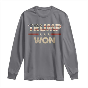 Trump Won 2024 Long Sleeve Shirt Retro 45 47 Vintage American Flag TS10 Charcoal Print Your Wear