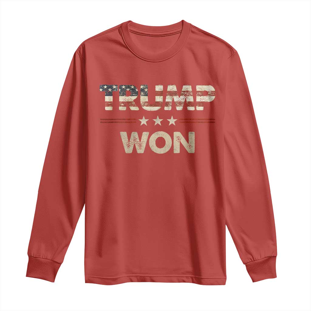 Trump Won 2024 Long Sleeve Shirt Retro 45 47 Vintage American Flag TS10 Red Print Your Wear