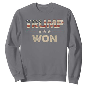 Trump Won 2024 Sweatshirt Retro 45 47 Vintage American Flag TS10 Charcoal Print Your Wear