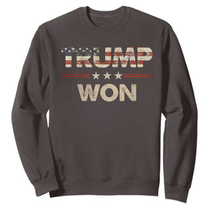 Trump Won 2024 Sweatshirt Retro 45 47 Vintage American Flag TS10 Dark Chocolate Print Your Wear