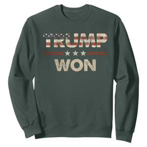 Trump Won 2024 Sweatshirt Retro 45 47 Vintage American Flag TS10 Dark Forest Green Print Your Wear