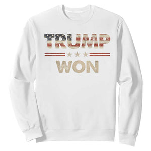 Trump Won 2024 Sweatshirt Retro 45 47 Vintage American Flag TS10 White Print Your Wear