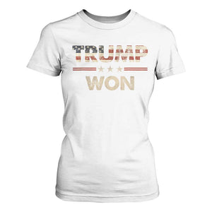 Trump Won 2024 T Shirt For Women Retro 45 47 Vintage American Flag TS10 White Print Your Wear