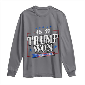 Trump 2024 Long Sleeve Shirt He Won Get Over it Gifts For Trump Supporter TS10 Charcoal Print Your Wear