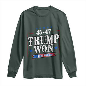 Trump 2024 Long Sleeve Shirt He Won Get Over it Gifts For Trump Supporter TS10 Dark Forest Green Print Your Wear