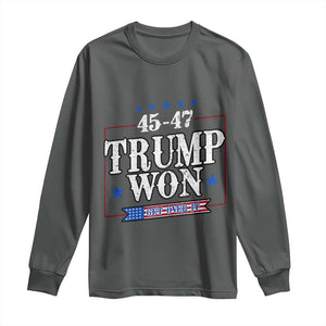 Trump 2024 Long Sleeve Shirt He Won Get Over it Gifts For Trump Supporter TS10 Dark Heather Print Your Wear