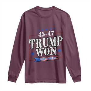 Trump 2024 Long Sleeve Shirt He Won Get Over it Gifts For Trump Supporter TS10 Maroon Print Your Wear